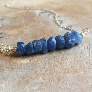Shop Sapphire Necklaces! Raw Blue Sapphire Necklace, September Birthstone Necklace, Raw Stone Necklace, Gift For Women | Natural genuine Sapphire necklaces. Buy crystal jewelry, handmade handcrafted artisan jewelry for women.  Unique handmade gift ideas. #jewelry #beadednecklaces #beadedjewelry #gift #shopping #handmadejewelry #fashion #style #product #necklaces #affiliate #ad