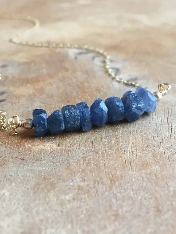 Raw Blue Sapphire Necklace, September Birthstone Necklace, Raw Stone Necklace, Gift For Women