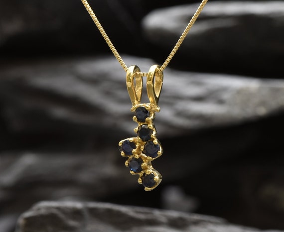 Gold Sapphire Pendant, Natural Sapphire, September Birthstone, Thunder Pendant, Asymmetric Pendant, Gold Dainty Pendant, Gold Plated Pendant
