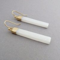 Selenite Earrings, Gold Earrings, Natural Selenite Jewelry, Selenite Gold Earrings, Geometric Earings, White Gold Earrings, Gift For Women | Natural genuine Gemstone jewelry. Buy crystal jewelry, handmade handcrafted artisan jewelry for women.  Unique handmade gift ideas. #jewelry #beadedjewelry #beadedjewelry #gift #shopping #handmadejewelry #fashion #style #product #jewelry #affiliate #ad
