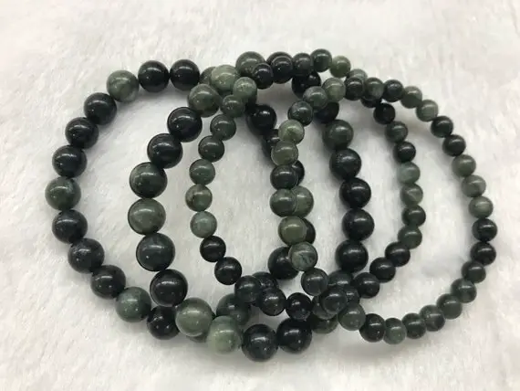 Genuine Brazil New Seraphinite 6mm - 10mm Round Natural Green Gemstone Beads Finished Jewerly Bracelet Supply - 1piece