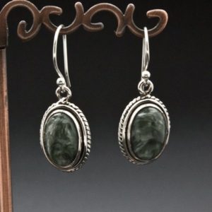 Shop Seraphinite Earrings! Sterling Silver Seraphinite Earrings | Natural genuine Seraphinite earrings. Buy crystal jewelry, handmade handcrafted artisan jewelry for women.  Unique handmade gift ideas. #jewelry #beadedearrings #beadedjewelry #gift #shopping #handmadejewelry #fashion #style #product #earrings #affiliate #ad