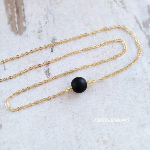 Dainty Shungite Necklace Layering Layered Black Stone Minimal Minimalist Minimalistic EMF Protection Jewelry Necklace Rose Gold Shungite | Natural genuine Array necklaces. Buy crystal jewelry, handmade handcrafted artisan jewelry for women.  Unique handmade gift ideas. #jewelry #beadednecklaces #beadedjewelry #gift #shopping #handmadejewelry #fashion #style #product #necklaces #affiliate #ad