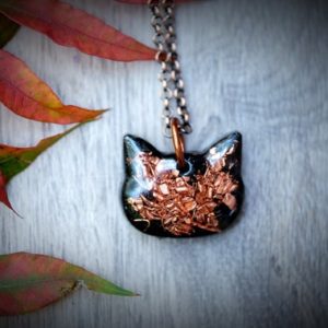 Shop Shungite Jewelry! ELITE NOBLE Shungite + Copper Orgonite 0.75'' Kitty Cat Head Pendant Rose Gold Chain or Black Cotton Cord Anti-EMF Necklace Orgone Energy | Natural genuine Shungite jewelry. Buy crystal jewelry, handmade handcrafted artisan jewelry for women.  Unique handmade gift ideas. #jewelry #beadedjewelry #beadedjewelry #gift #shopping #handmadejewelry #fashion #style #product #jewelry #affiliate #ad