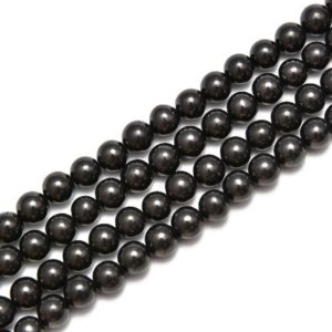 2.0mm Hole Shungite Smooth Round Beads Size 6mm 8mm 10mm 15.5'' per Strand | Natural genuine round Shungite beads for beading and jewelry making.  #jewelry #beads #beadedjewelry #diyjewelry #jewelrymaking #beadstore #beading #affiliate #ad