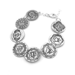 Shop Chakra Bracelets! Silver Yoga Bracelet, Silver Chakra Bracelet Yoga Jewelry, Medallion Bracelet Handmade Jewelry, Silver Bracelet Chakra Jewelry | Shop jewelry making and beading supplies, tools & findings for DIY jewelry making and crafts. #jewelrymaking #diyjewelry #jewelrycrafts #jewelrysupplies #beading #affiliate #ad