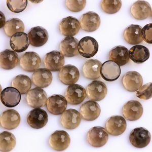 Shop Smoky Quartz Cabochons! Smoky Quartz Rose Cut Cabochon 4mm Round – per stone | Natural genuine stones & crystals in various shapes & sizes. Buy raw cut, tumbled, or polished gemstones for making jewelry or crystal healing energy vibration raising reiki stones. #crystals #gemstones #crystalhealing #crystalsandgemstones #energyhealing #affiliate #ad