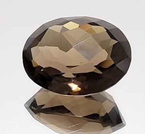 Shop Smoky Quartz Faceted Beads! Smoky Quartz Checkerboard Faceted Oval Cut Gemstone 39.2ct. 25.1mm x 19.5mm x 14mm, Natural African Smoky Quartz New 2020 Stock Sharp Facets | Natural genuine faceted Smoky Quartz beads for beading and jewelry making.  #jewelry #beads #beadedjewelry #diyjewelry #jewelrymaking #beadstore #beading #affiliate #ad