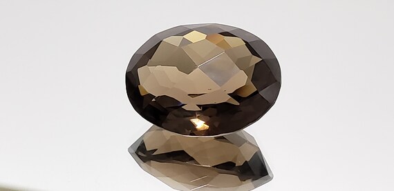 Smoky Quartz Checkerboard Faceted Oval Cut Gemstone 39.2ct. 25.1mm X 19.5mm X 14mm, Natural African Smoky Quartz New 2020 Stock Sharp Facets