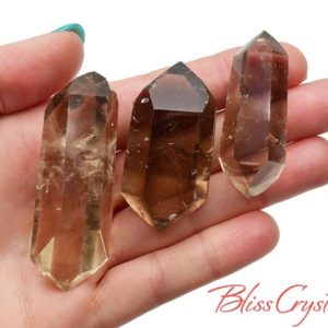 Shop Smoky Quartz Points & Wands! 1 Small DT Smoky Quartz Point, Polished Crystal #SW22 | Natural genuine stones & crystals in various shapes & sizes. Buy raw cut, tumbled, or polished gemstones for making jewelry or crystal healing energy vibration raising reiki stones. #crystals #gemstones #crystalhealing #crystalsandgemstones #energyhealing #affiliate #ad