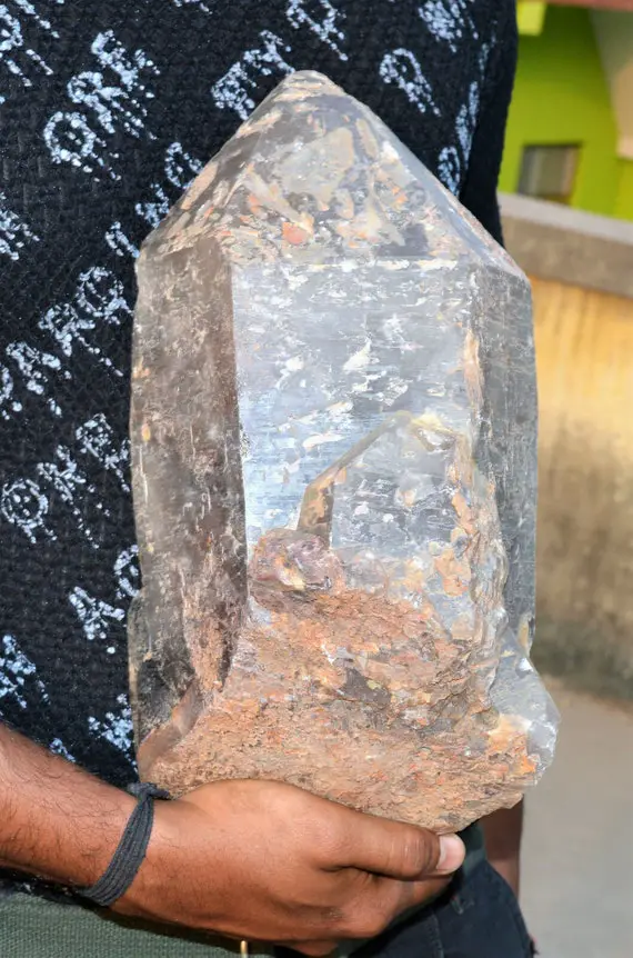 Smoky Quartz Raw Point 360mm Obelisk Crystal - Natural Unheated Chakra Healing Stone, Perfect Spiritual Gift