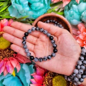 Snowflake Obsidian Bracelet – Obsidian Stone – No. 692 | Natural genuine Snowflake Obsidian bracelets. Buy crystal jewelry, handmade handcrafted artisan jewelry for women.  Unique handmade gift ideas. #jewelry #beadedbracelets #beadedjewelry #gift #shopping #handmadejewelry #fashion #style #product #bracelets #affiliate #ad