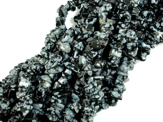 Snowflake Obsidian, 4-7mm Chips Beads, 33 Inch, Long Full Strand, Hole 0.8 Mm (410005001)
