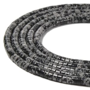 Natural Snowflake Obsidian Heishi Disc Beads Size 2x4mm 15.5'' Strand | Natural genuine other-shape Gemstone beads for beading and jewelry making.  #jewelry #beads #beadedjewelry #diyjewelry #jewelrymaking #beadstore #beading #affiliate #ad