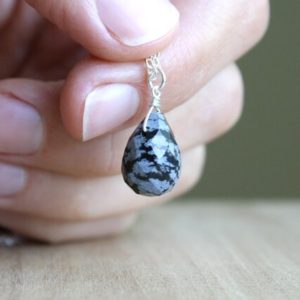 Shop Snowflake Obsidian Pendants! Snowflake Obsidian Necklace for Women . Grey and Black Gemstone Necklace in Sterling Silver . Teardrop Necklace | Natural genuine Snowflake Obsidian pendants. Buy crystal jewelry, handmade handcrafted artisan jewelry for women.  Unique handmade gift ideas. #jewelry #beadedpendants #beadedjewelry #gift #shopping #handmadejewelry #fashion #style #product #pendants #affiliate #ad