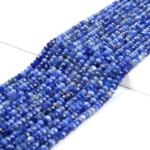 Shop Sodalite Faceted Beads! 4X3MM Sodalite Gemstone Natural Grade AAA Micro Faceted Rondelle Beads 15 inch Full Strand (80016397-P62) | Natural genuine faceted Sodalite beads for beading and jewelry making.  #jewelry #beads #beadedjewelry #diyjewelry #jewelrymaking #beadstore #beading #affiliate #ad