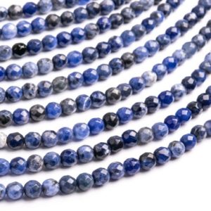 Shop Sodalite Faceted Beads! Genuine Natural Sodalite Gemstone Beads 5-6MM Blue Faceted Round AAA Quality Loose Beads (119134) | Natural genuine faceted Sodalite beads for beading and jewelry making.  #jewelry #beads #beadedjewelry #diyjewelry #jewelrymaking #beadstore #beading #affiliate #ad