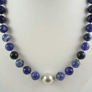 Shop Sodalite Necklaces! Blue Sodalite Gemstone Necklace Sterling Silver Blue Bead Gemstone Necklace Short Sodalite Silver Necklace Blue Bead Necklace | Natural genuine Sodalite necklaces. Buy crystal jewelry, handmade handcrafted artisan jewelry for women.  Unique handmade gift ideas. #jewelry #beadednecklaces #beadedjewelry #gift #shopping #handmadejewelry #fashion #style #product #necklaces #affiliate #ad