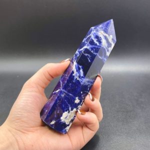 Shop Sodalite Points & Wands! 5.1" Blue Sodalite Crystal Tower Point Large Crystal Sodalite Wand Obelisk Self-Standing Point  Mineral Specimen Healing Display CD-08 | Natural genuine stones & crystals in various shapes & sizes. Buy raw cut, tumbled, or polished gemstones for making jewelry or crystal healing energy vibration raising reiki stones. #crystals #gemstones #crystalhealing #crystalsandgemstones #energyhealing #affiliate #ad