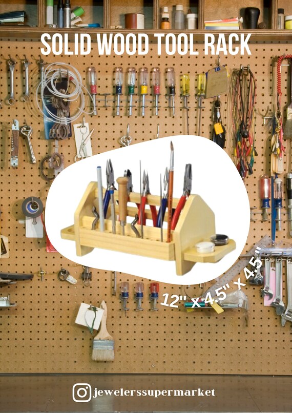 Solid Wood Tool Rack, Jewelry Tool Storage, Work Bench Organizer, Tool Box, Tool Organizer, Tool Rack