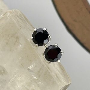 Natural Black Spinel Earrings – Sterling Silver Earrings – Black Spinel Stud Earrings | Natural genuine Spinel earrings. Buy crystal jewelry, handmade handcrafted artisan jewelry for women.  Unique handmade gift ideas. #jewelry #beadedearrings #beadedjewelry #gift #shopping #handmadejewelry #fashion #style #product #earrings #affiliate #ad