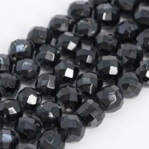 Shop Spinel Faceted Beads! Genuine Natural Black Spinel Loose Beads Grade AB Faceted Round Shape 3-4mm | Natural genuine faceted Spinel beads for beading and jewelry making.  #jewelry #beads #beadedjewelry #diyjewelry #jewelrymaking #beadstore #beading #affiliate #ad