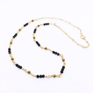 Shop Spinel Necklaces! Black Spinel Necklace, Collier Spinelle Noir, 14K Gold filled Jewelry, Christmas Gift, Delicate Necklace, Birthday Gift, Anniversary Gift | Natural genuine Spinel necklaces. Buy crystal jewelry, handmade handcrafted artisan jewelry for women.  Unique handmade gift ideas. #jewelry #beadednecklaces #beadedjewelry #gift #shopping #handmadejewelry #fashion #style #product #necklaces #affiliate #ad