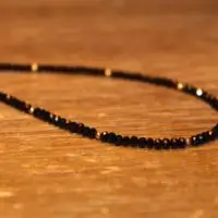 Black Spinel Necklace, Gold Filled Beads, Black Spinel Jewelry, Sterling Silver, Minimalist, Beaded, Layering Necklace | Natural genuine Gemstone jewelry. Buy crystal jewelry, handmade handcrafted artisan jewelry for women.  Unique handmade gift ideas. #jewelry #beadedjewelry #beadedjewelry #gift #shopping #handmadejewelry #fashion #style #product #jewelry #affiliate #ad