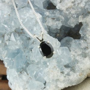 Shop Spinel Pendants! Natural Black Spinel Pendant – Sterling Silver Pendant Necklace – Natural Black Spinel Necklace | Natural genuine Spinel pendants. Buy crystal jewelry, handmade handcrafted artisan jewelry for women.  Unique handmade gift ideas. #jewelry #beadedpendants #beadedjewelry #gift #shopping #handmadejewelry #fashion #style #product #pendants #affiliate #ad