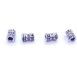 Sterling Silver Bali Style Tube Beads, Sterling Silver Tube Beads with Beaded Design, Large Hole Sterling Silver Tube Beads, 5x8mm Tube Bead