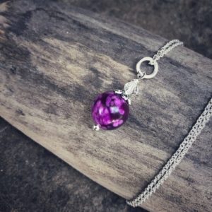Shop Sugilite Jewelry! Dainty Sugilite Gemstone Necklace, Fuchia Stone Necklace,  Pink Crystal Energy Healing Jewelry,  pink stone with sterling stersilver chain | Natural genuine Sugilite jewelry. Buy crystal jewelry, handmade handcrafted artisan jewelry for women.  Unique handmade gift ideas. #jewelry #beadedjewelry #beadedjewelry #gift #shopping #handmadejewelry #fashion #style #product #jewelry #affiliate #ad