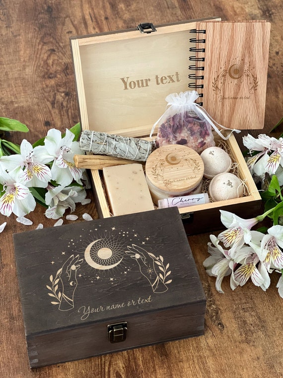 Personalized Sun & Moon Wooden Box: Crystal, Tarot Card Storage