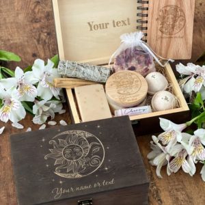 Shop Crystal Healing! Sun and Moon Box, Wooden Box Personalized, Crescent Moon Box, Stash Box, Crystal Gift Box, Crystal Box, Tarot Card Box, Mystery Box Gift Set | Shop jewelry making and beading supplies, tools & findings for DIY jewelry making and crafts. #jewelrymaking #diyjewelry #jewelrycrafts #jewelrysupplies #beading #affiliate #ad
