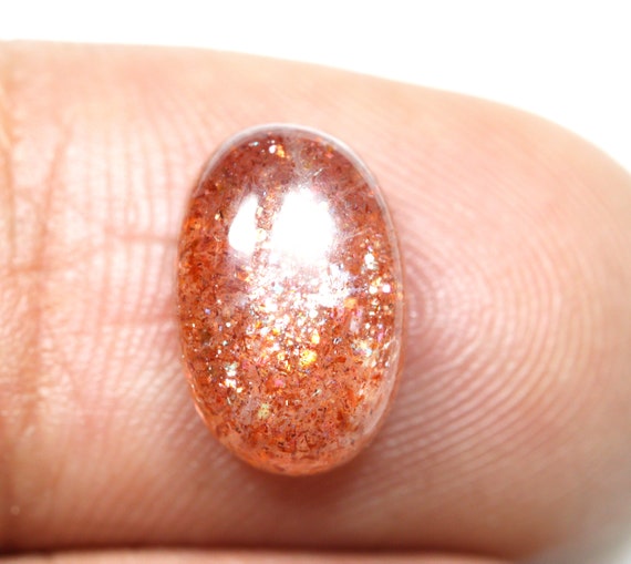 Red Sparkles Sunstone Cabochon Natural Sunstone Ring Size Gemstone 3.70 Carat 12x8 Mm Orange Sunstone Oval Shape Gemstone