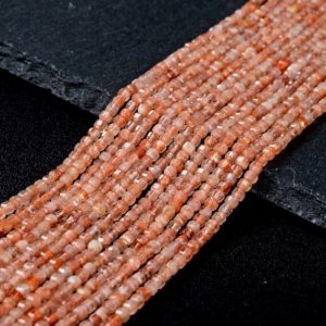 Shop Sunstone Faceted Beads! 2MM Natural Sunstone Lepidocrocite Gemstone Grade AAA Micro Faceted Diamond Cut Cube Loose Beads (P42) | Natural genuine faceted Sunstone beads for beading and jewelry making.  #jewelry #beads #beadedjewelry #diyjewelry #jewelrymaking #beadstore #beading #affiliate #ad