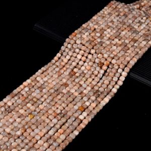 Shop Sunstone Faceted Beads! 4MM Natural Sunstone Gemstone Grade AA Micro Faceted Square Cube Loose Beads (P21) | Natural genuine faceted Sunstone beads for beading and jewelry making.  #jewelry #beads #beadedjewelry #diyjewelry #jewelrymaking #beadstore #beading #affiliate #ad