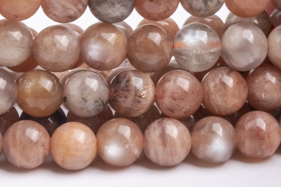 Genuine Natural Sunstone Hematite Inclusions Gemstone Beads 6mm Gray Brown Round A Quality Loose Beads (122320)