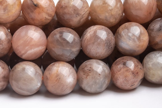 Genuine Natural Sunstone Hematite Inclusions Gemstone Beads 10mm Gray Brown Round A Quality Loose Beads (122322)