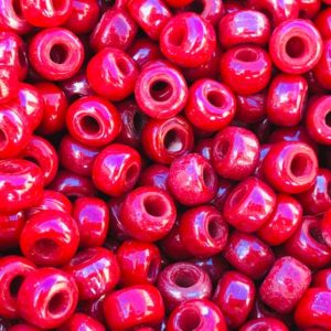 Shop Beads With Large Holes! SUPPLY:  50 Colorful Luster Red  Glass Crow Roller Beads – Macrame Beads – Large Hole Beads /Glass Beads . {A9-35#00144} | Shop jewelry making and beading supplies, tools & findings for DIY jewelry making and crafts. #jewelrymaking #diyjewelry #jewelrycrafts #jewelrysupplies #beading #affiliate #ad
