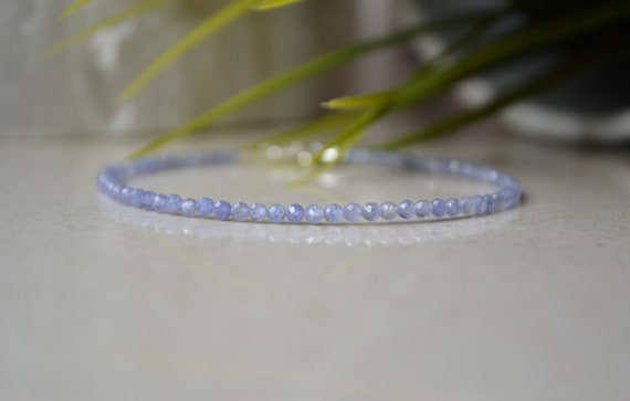 Genuine Tanzanite Bracelet – Bracelet Femme, High Quality Real Tanzanite, December Birthstone,  Ultra Skinny Iris Color Crystal Bracelet