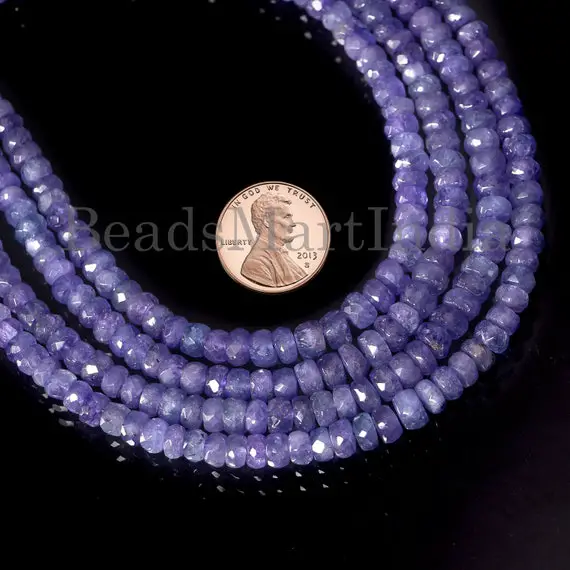 4.5-6 Mm Tanzanite Rondelle Beads, Tanzanite Beads, Tanzanite Rondelle Beads, Tanzanite Faceted Beads, Tanzanite Gemstone , Jewelry Beads