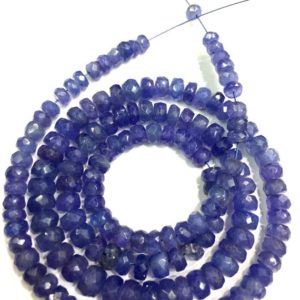 Shop Tanzanite Faceted Beads! Natural Tanzanite Faceted Rondelle Beads Tanzanite Gemstone Beads 4-5.MM Tanzanite Beads Wholesale Tanzanite Beads Top Quality 18" Strand | Natural genuine faceted Tanzanite beads for beading and jewelry making.  #jewelry #beads #beadedjewelry #diyjewelry #jewelrymaking #beadstore #beading #affiliate #ad