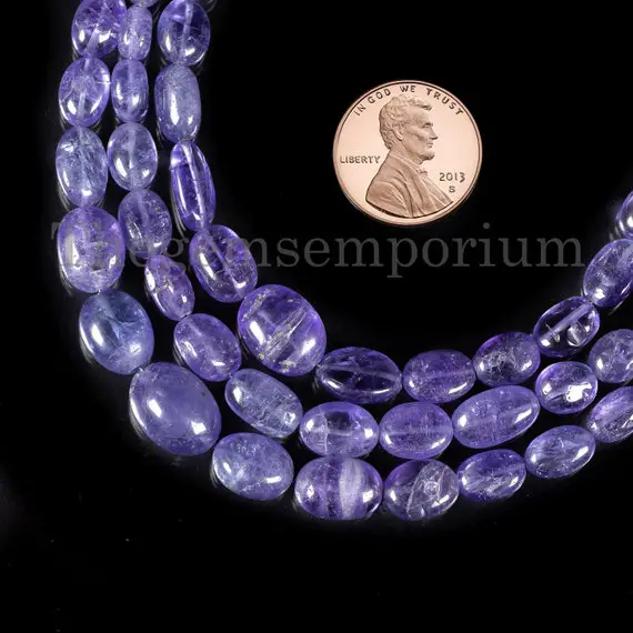 Tanzanite Smooth Oval Beads, Tanzanite Plain Beads, 3x5-7x9mm Tanzanite Beads, Straight Drill Ovals, Tanzanite Ovals,  Gemstone Beads