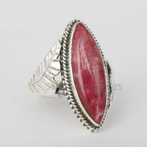 Natural Thulite Ring: Pink Gemstone, 925 Sterling Silver, Handmade