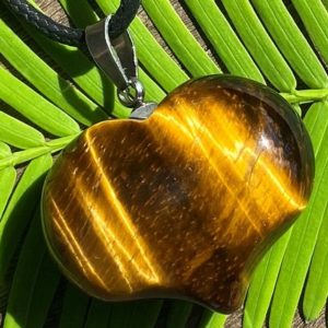 Shop Tiger Eye Necklaces! Tigers Eye Puffy Heart Healing Stone Necklace! | Natural genuine Tiger Eye necklaces. Buy crystal jewelry, handmade handcrafted artisan jewelry for women.  Unique handmade gift ideas. #jewelry #beadednecklaces #beadedjewelry #gift #shopping #handmadejewelry #fashion #style #product #necklaces #affiliate #ad