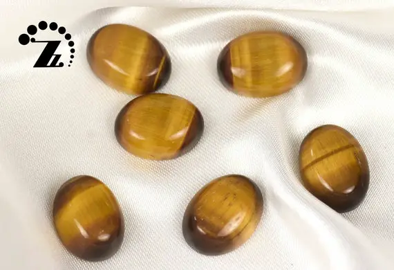 Yellow Tiger Eye Cabochon Beads,oval Shape Gemstone,tiger Eye,natural,gemstone,diy,15x20mm,10 Pcs