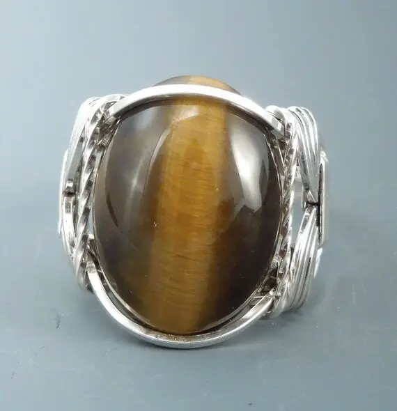 Handcrafted Sterling Silver Tiger's Eye Wire Wrapped Ring