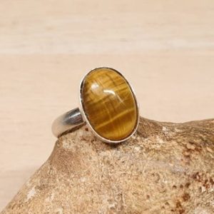 Shop Tiger Eye Rings! Tiger's eye ring. 925 sterling silver. Brown Reiki jewelry. Capricorn jewelry. Women's Adjustable ring uk. 14x10mm stone | Natural genuine Tiger Eye rings, simple unique handcrafted gemstone rings. #rings #jewelry #shopping #gift #handmade #fashion #style #affiliate #ad