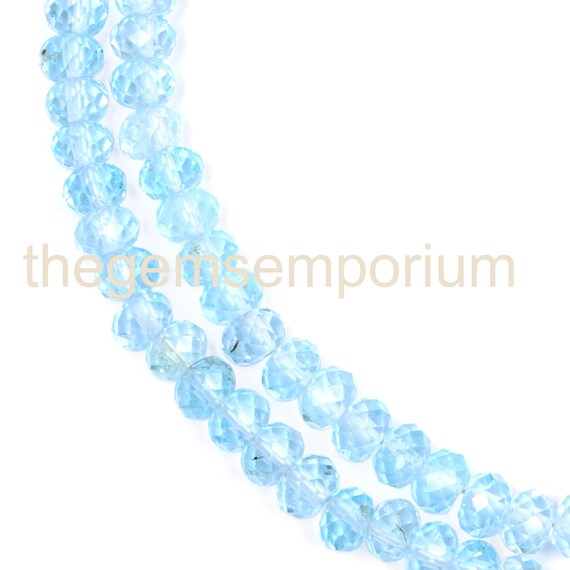 Sky Blue Topaz  Faceted Rondelle Necklace, Blue Topaz Faceted Beads, Topaz Faceted Rondelle, Topaz Necklace, 4.5-5mm Topaz Beads