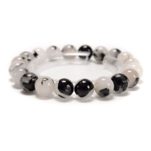 Black Tourmalinated Quartz Smooth Round Beads Bracelet Size 8mm 10mm 7.5''Length | Natural genuine Tourmalinated Quartz bracelets. Buy crystal jewelry, handmade handcrafted artisan jewelry for women.  Unique handmade gift ideas. #jewelry #beadedbracelets #beadedjewelry #gift #shopping #handmadejewelry #fashion #style #product #bracelets #affiliate #ad